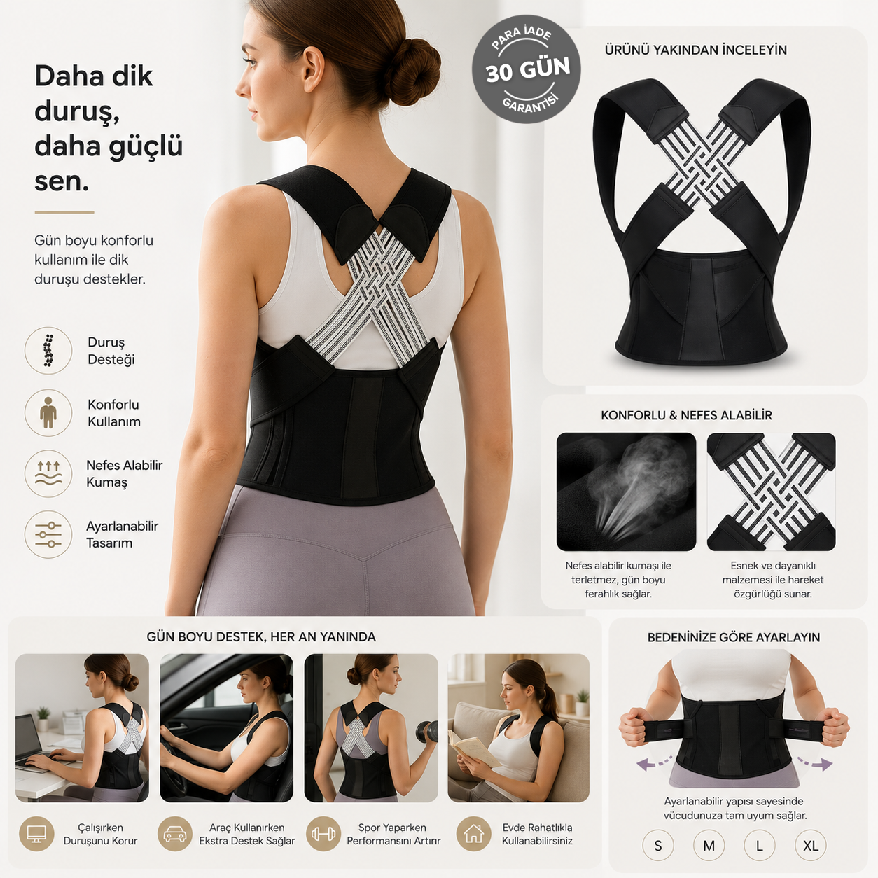 PostureFlex™ Akıllı Duruş Düzeltici Korse